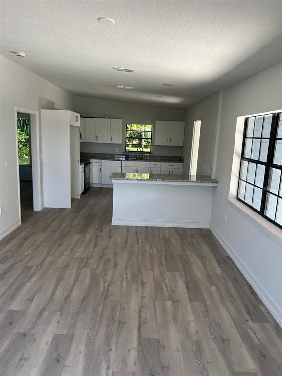 A kitchen with white cabinets, granite countertops, and light wood-look flooring — 1505 S WESTMORELAND DRIVE, ORLANDO, FL