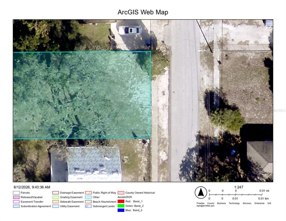 This is an ArcGIS web map showing a rectangular parcel of land with surrounding properties — 1922 VIRGINIA AVENUE, TARPON SPRINGS, FL