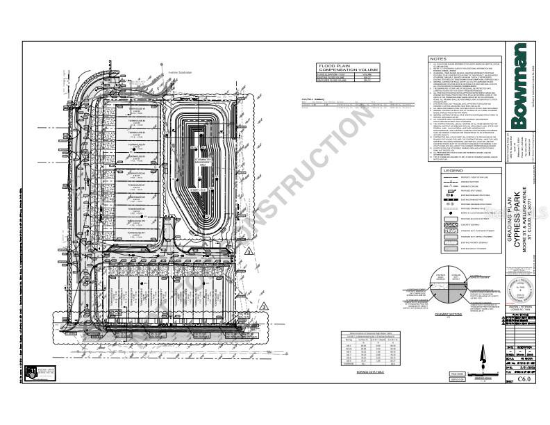 This is a grading plan for the Cypress Park development project in St. Cloud, Florida — MOORE STREET, ST CLOUD, FL
