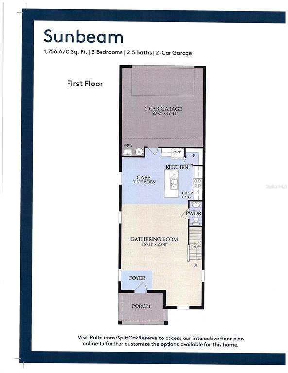 This is a floor plan for the first level of a three-bedroom residential home — 2713 FRANKLIN ROAD, ST CLOUD, FL