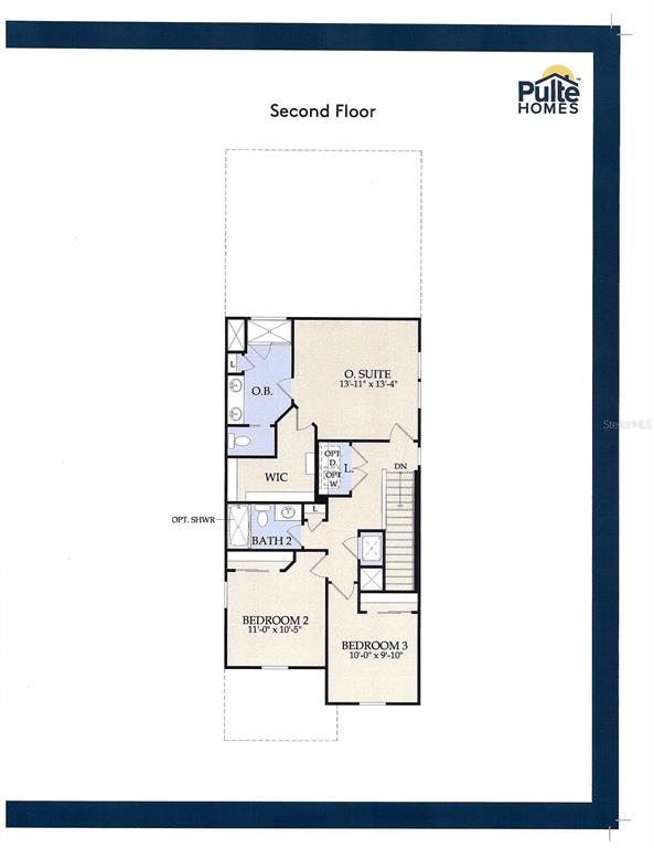 This is a floor plan of a second story featuring three bedrooms and two bathrooms — 2713 FRANKLIN ROAD, ST CLOUD, FL