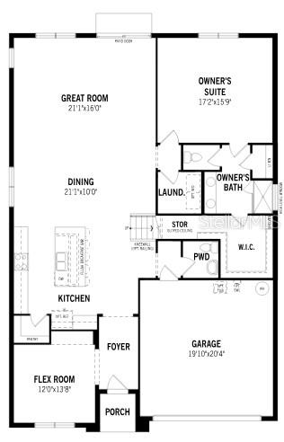 This is a floor plan for a single-story home featuring a garage, kitchen, and suites — 10248 CABANA STREET, ORLANDO, FL