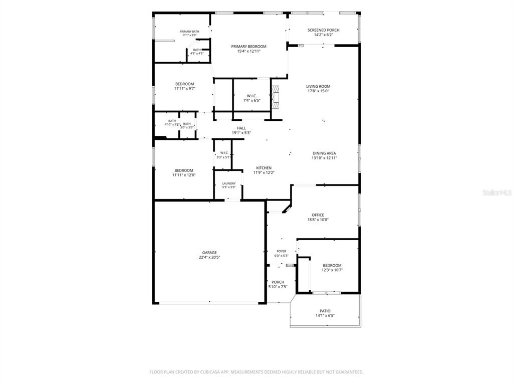This is a floor plan for a single-story house with a garage and screened porch — 13449 MEADOW GOLF AVENUE, HUDSON, FL