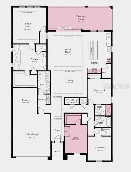 This is a floor plan for a single-story house featuring four bedrooms and a garage — 8 ARMENIA COURT, PALM COAST, FL