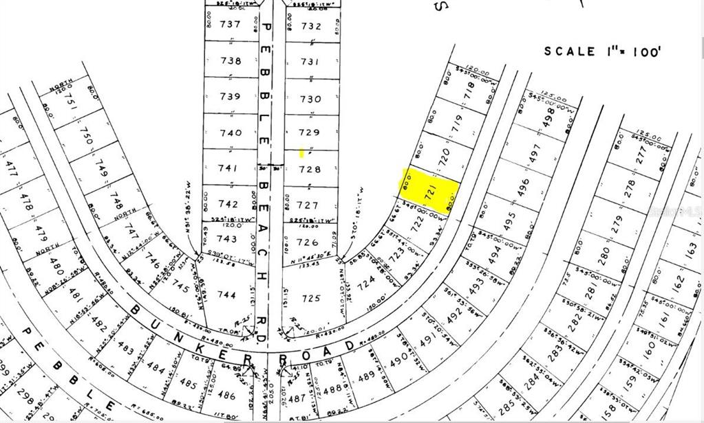 This is a plat map showing residential lot boundaries and street layouts — 152 BUNKER ROAD, ROTONDA WEST, FL