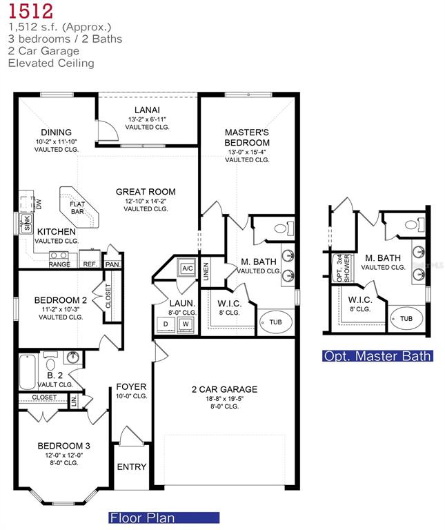 This is a floor plan for a three-bedroom, two-bathroom home with a two-car garage — 11936 BOOTH AVENUE, PORT CHARLOTTE, FL