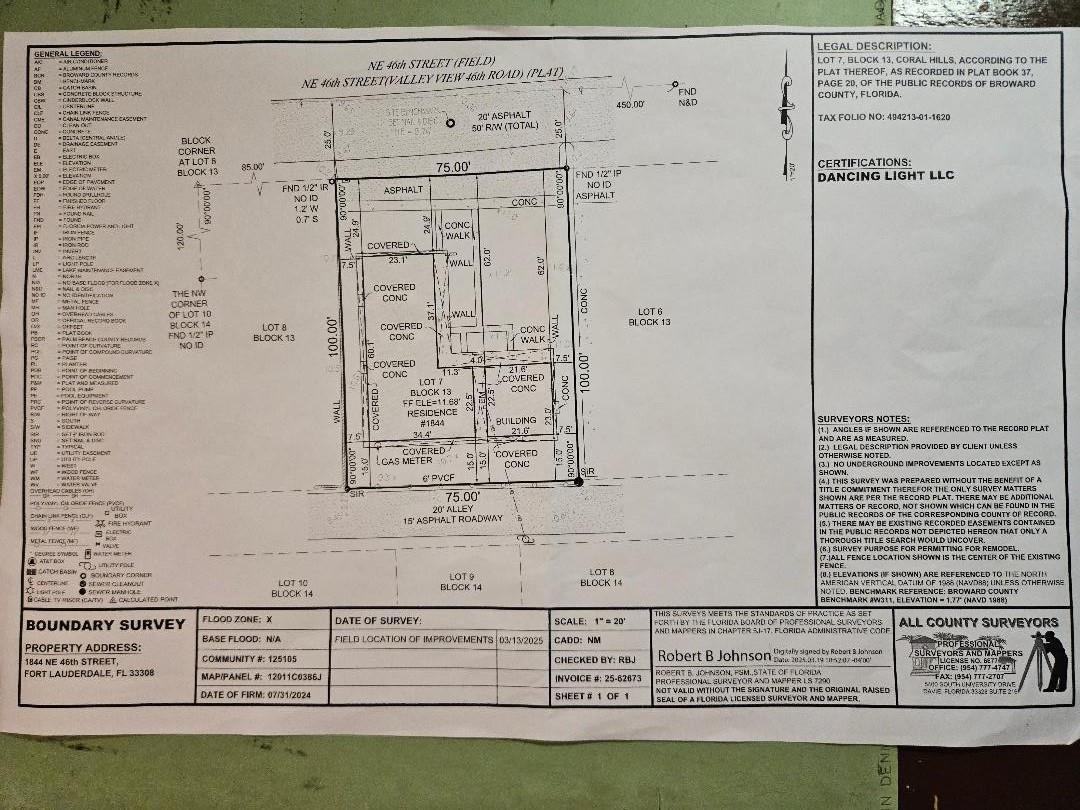 Survey for existing property — FORT LAUDERDALE, FL
