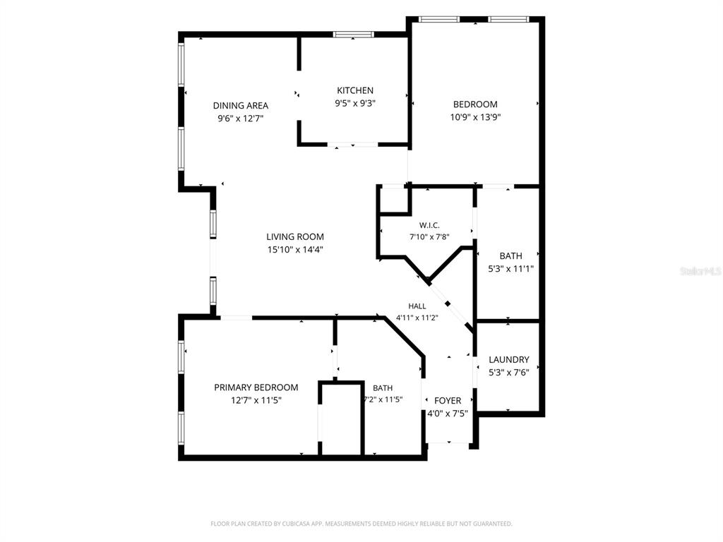 This is a floor plan of a two-bedroom apartment with two bathrooms and a laundry room — 2227 NW 16TH TERRACE, GAINESVILLE, FL