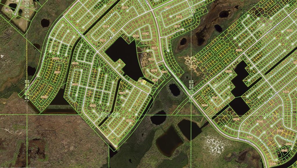 This map shows a residential subdivision with numerous lots, roads, and surrounding natural wetlands — 13360 ALEWIFE LANE, PLACIDA, FL