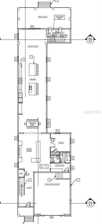 This is a floor plan for the first level of a house with a garage — 6010 S ELKINS AVENUE, TAMPA, FL