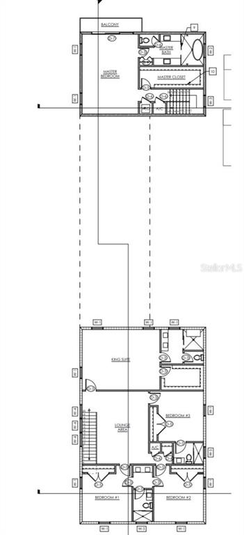 This is a two-level floor plan showing a master suite upstairs and four bedrooms downstairs — 6010 S ELKINS AVENUE, TAMPA, FL