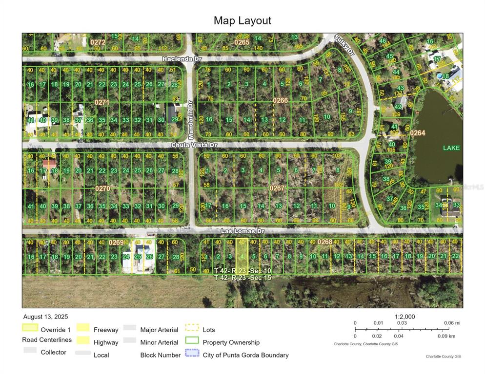 This is a map showing property lot lines and street layouts in a residential area — 27275 LAS LOMAS DRIVE, PUNTA GORDA, FL