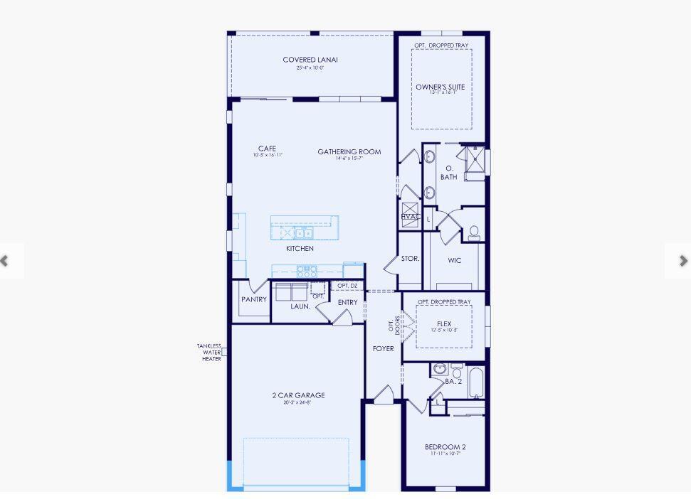 This is a floor plan for a single-story home featuring two bedrooms, a garage, and lanai — 1205 Haven Circle # 30, Vero Beach FL 32960, VERO BEACH, FL