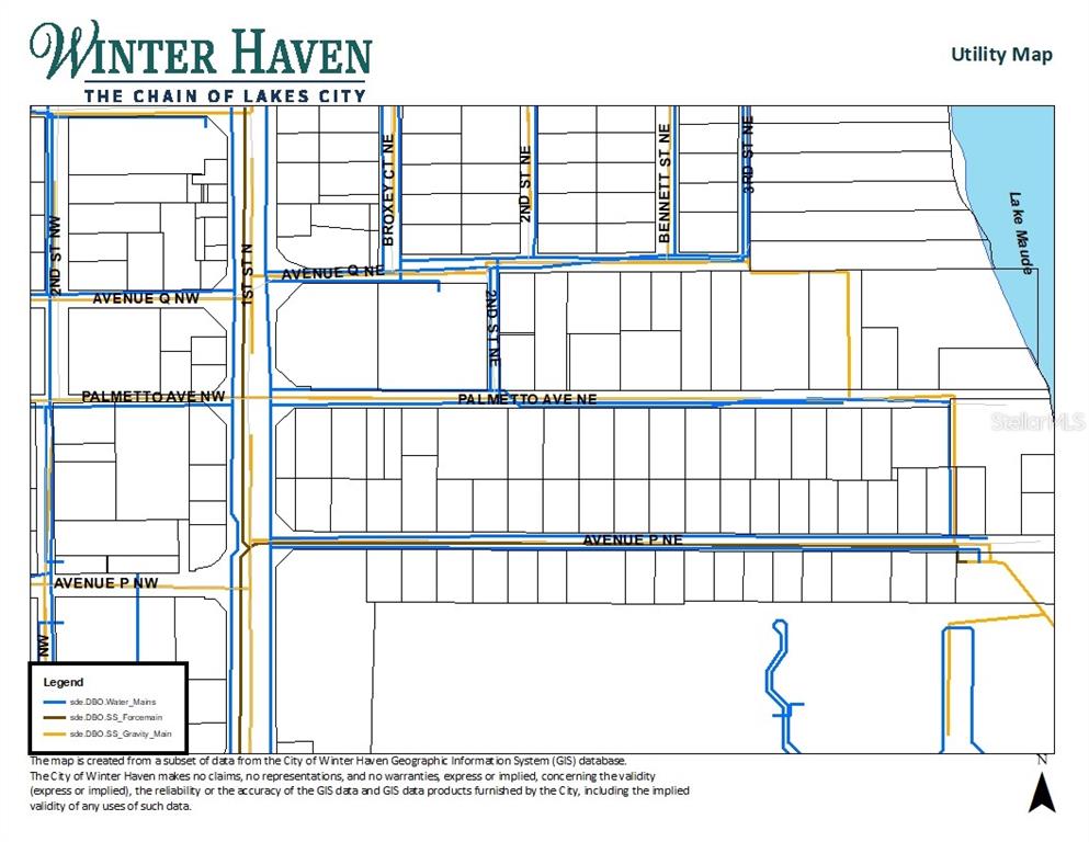 This is a utility map of a neighborhood in Winter Haven, Florida — PALMETTO AVENUE NE, WINTER HAVEN, FL