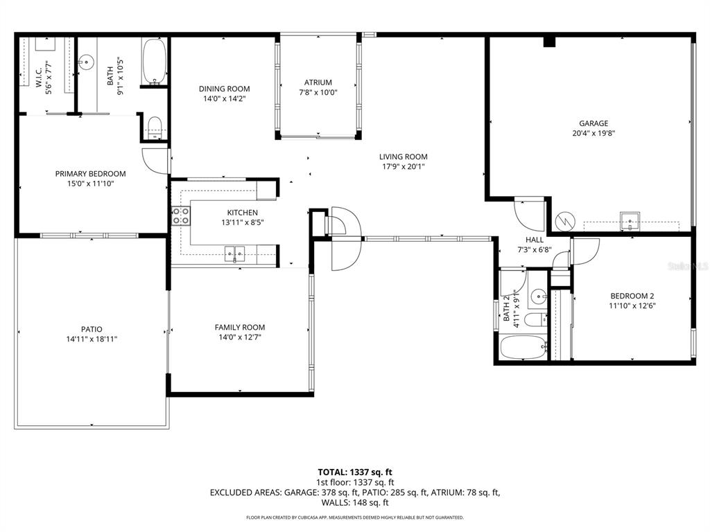 This is a floor plan for a house featuring two bedrooms, two bathrooms, and a garage — 5645 HAMILTON HARBOR DRIVE, NEW PORT RICHEY, FL
