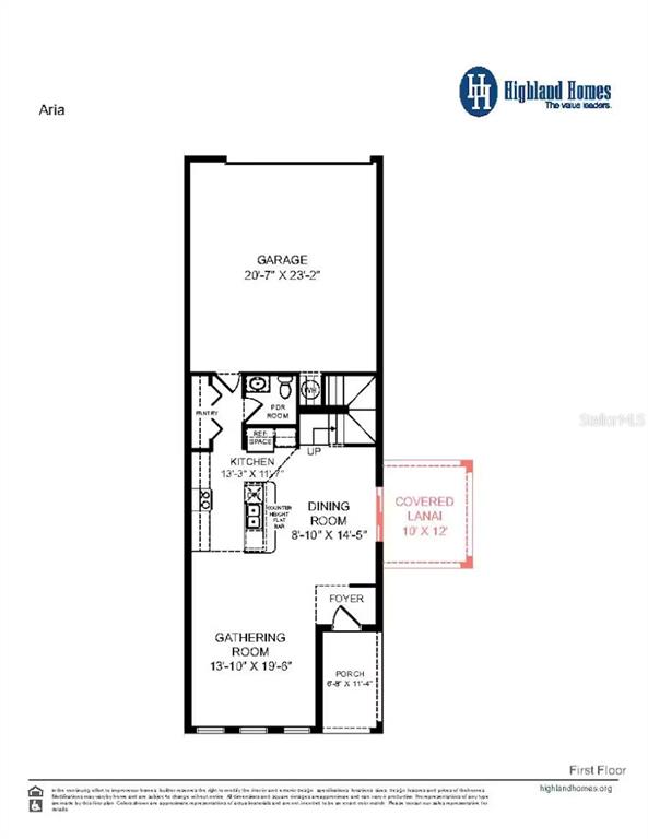 This is a floor plan for the first level of a home featuring a garage — 4041 KINDLING WOOD WAY, ST CLOUD, FL