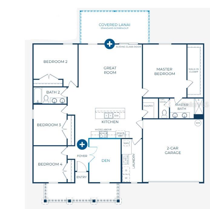 This is a floor plan for a single-story home featuring four bedrooms, a den, and a garage — 11902 VAN LOON AVENUE, PORT CHARLOTTE, FL