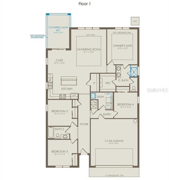 This floor plan shows a single-story home layout with four bedrooms, a garage, and lanai — 2641 FERMOY DRIVE, ORMOND BEACH, FL