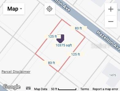 This is a map showing the rectangular property boundaries and dimensions of a land parcel — HAZELTON AVENUE, NORTH PORT, FL