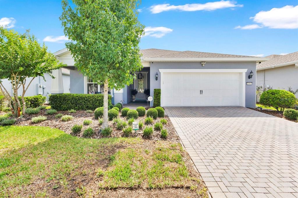 A single-story house with a gray exterior, a white garage door, and a paved driveway — 13917 DESTIN BEACH LANE, ORLANDO, FL