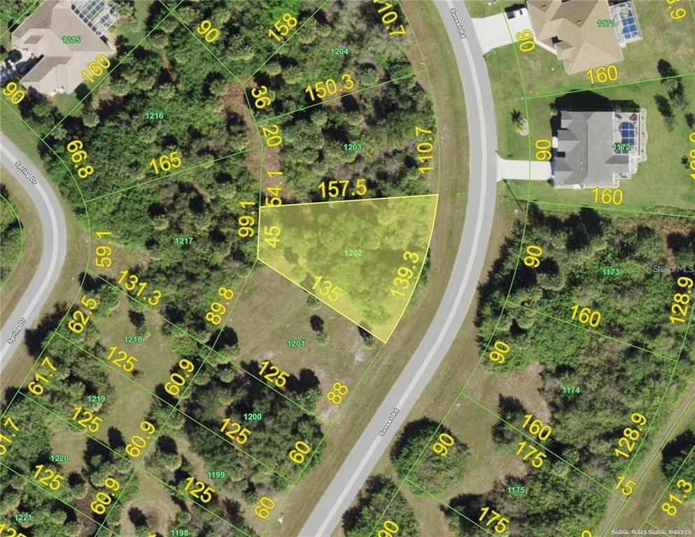 This is a map showing a highlighted vacant lot in a residential neighborhood — 224 SUNSET ROAD, ROTONDA WEST, FL