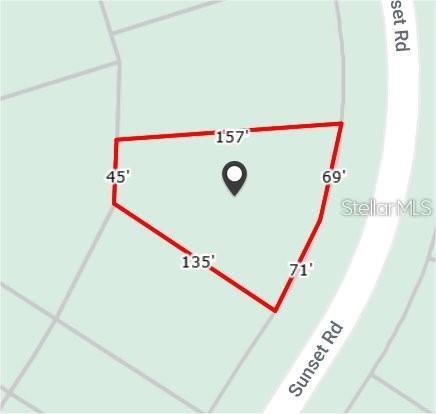 This is a map showing the property boundary lines and dimensions of a residential lot — 224 SUNSET ROAD, ROTONDA WEST, FL