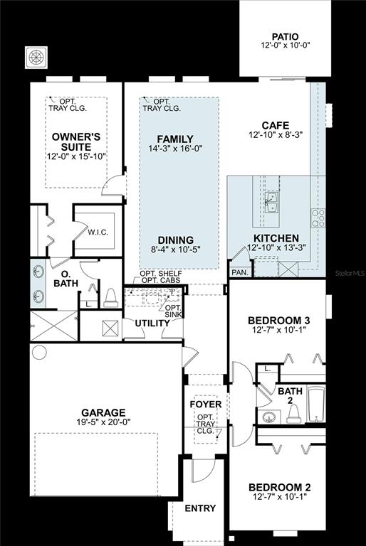 This is a floor plan for a single-story home featuring three bedrooms and a garage — 2246 KALINA DRIVE, SPRING HILL, FL