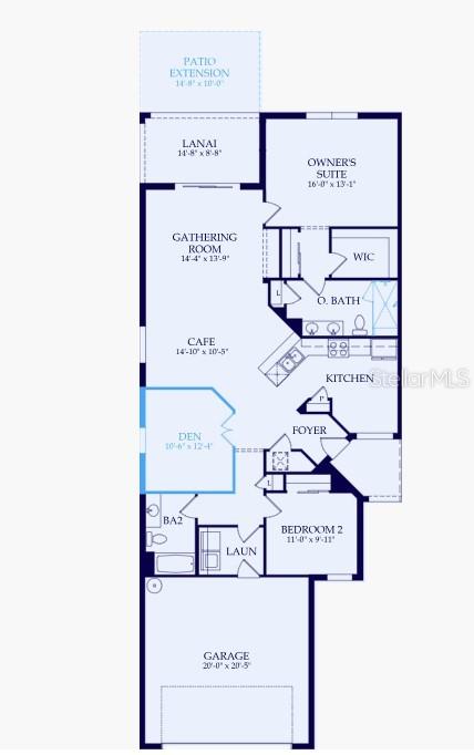 This floor plan shows a single-story home layout with a garage, two bedrooms, and a den — 27108 CLAM SHELL COURT, ENGLEWOOD, FL