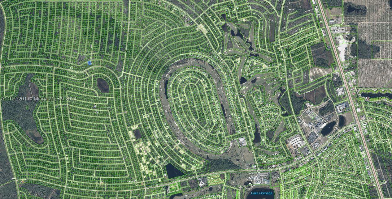 This is an aerial map view of a residential neighborhood surrounding a central lake — 7651 Rosebud Drive, Sebring FL 33872, SEBRING, FL