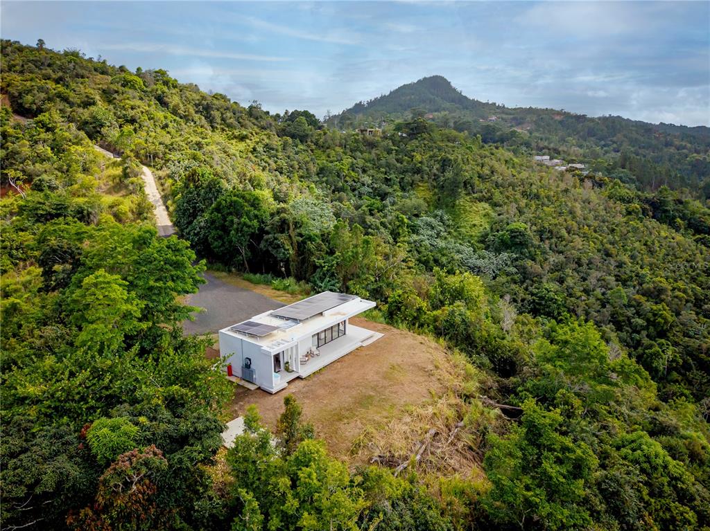 A modern open-concept kitchen and living area with a large island and floor-to-ceiling glass doors — Bo Sumido 7737 KM 1 6, CAYEY, PR