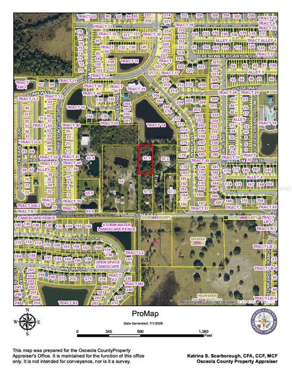 This is a property tax map showing land parcels and street layouts in Osceola County — 0 JONES ROAD, ST CLOUD, FL