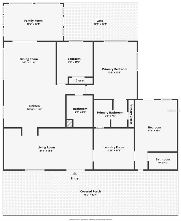 This is a floor plan of a single-story house with three bedrooms and two bathrooms — 1025 CAPELLA DRIVE, TAVARES, FL