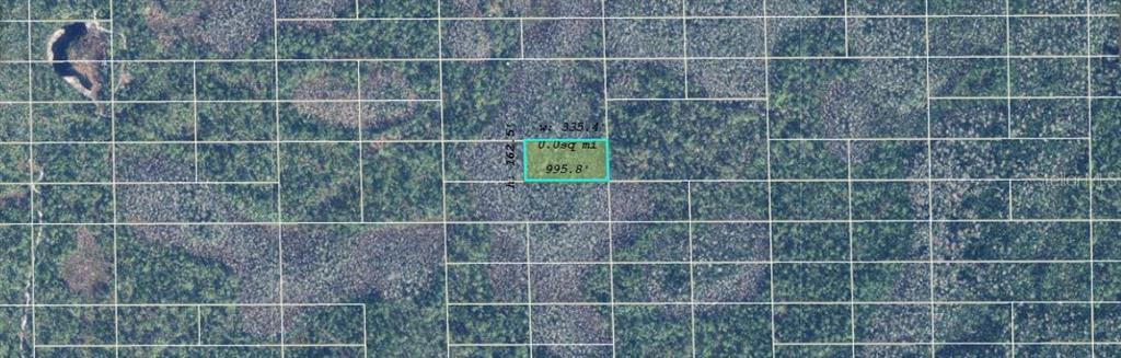 This is an aerial map showing a highlighted rectangular plot of land — DILL ROAD, ORLANDO, FL