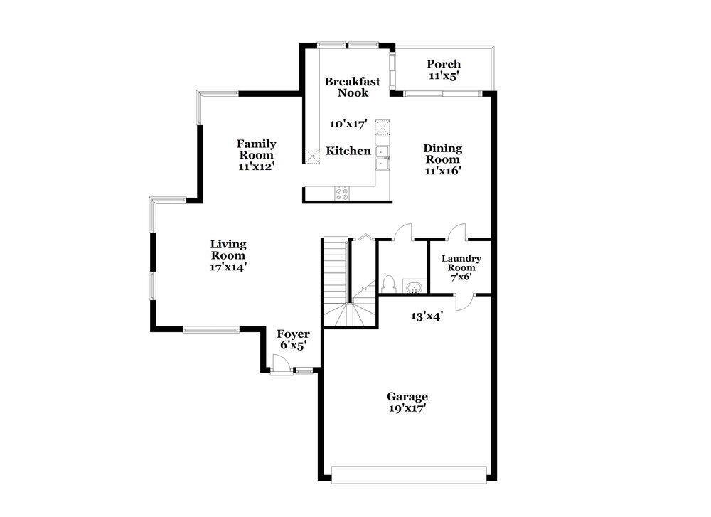 This is a floor plan of a single-story house featuring a garage, kitchen, and porch — WELLINGTON, FL