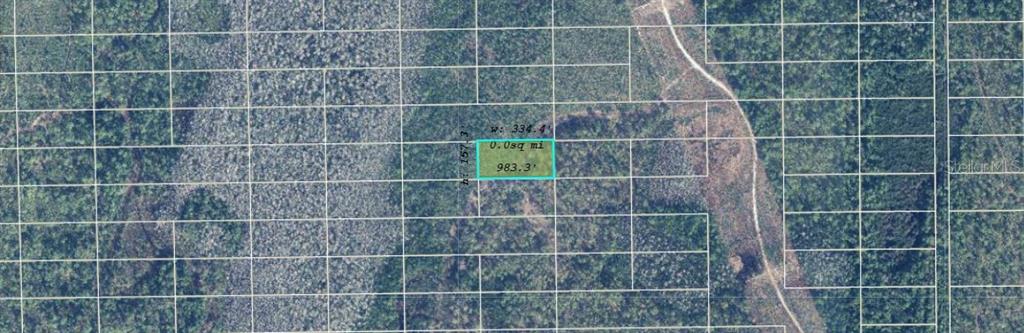 This is an aerial map showing a highlighted rectangular plot of land with dimensions — DILL ROAD ROAD, ORLANDO, FL