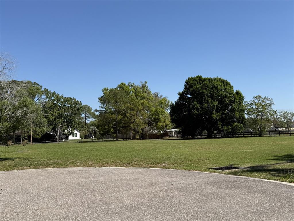A paved cul-de-sac borders a large, grassy lot with mature trees and a fence — 13125 FILLY COURT, WINDERMERE, FL