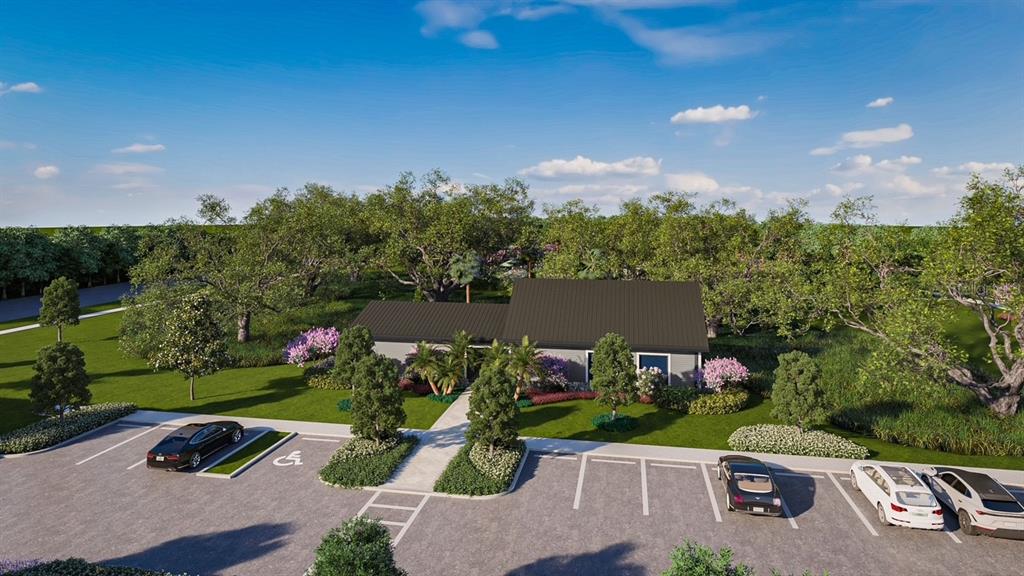 This is a digital rendering of a single-story building with a parking lot — 4493 ELLIOTS ASTOR BOULEVARD, ST CLOUD, FL