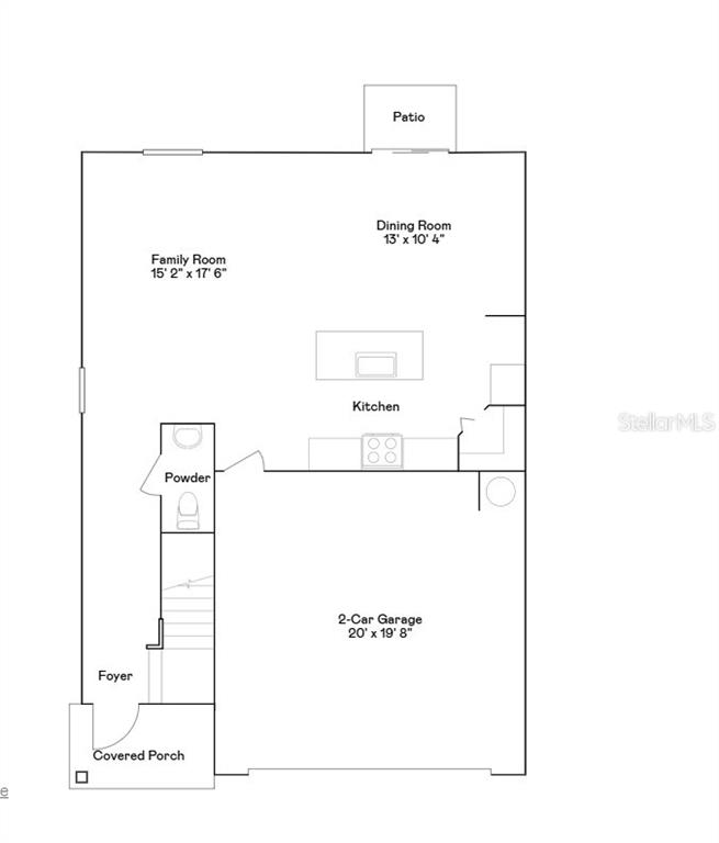 This is a floor plan of a home's first level featuring a garage and kitchen — 3898 AMERS LOOP, HAINES CITY, FL