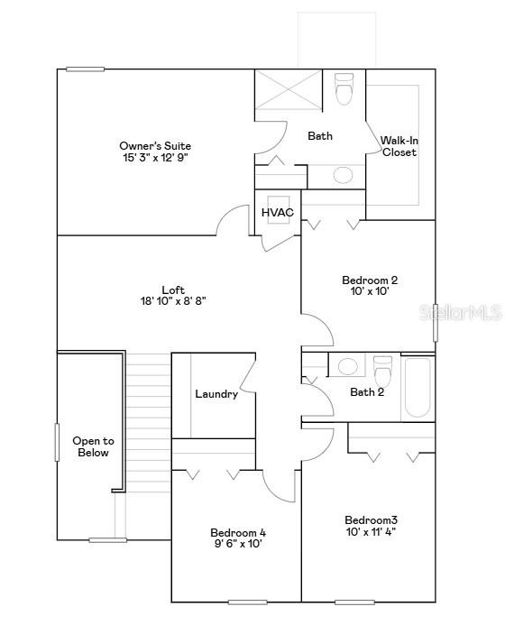 This is a floor plan for the second level of a home featuring four bedrooms — 3898 AMERS LOOP, HAINES CITY, FL