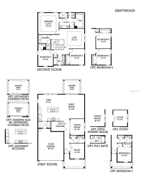 This floor plan shows the first and second levels of a two-story residential home — 765 PINTAIL TERRACE, ORANGE PARK, FL