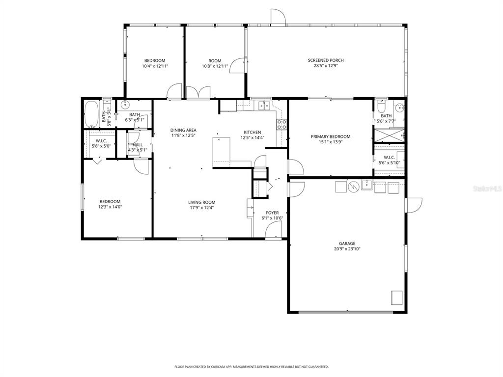 This is a floor plan for a single-story house with three bedrooms and a garage — 34 FELTER LANE, PALM COAST, FL