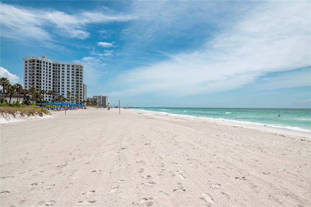 An aerial view of a white sand beach with high-rise condominiums along the coastline — 2675 GULF OF MEXICO DRIVE UNIT 204, LONGBOAT KEY, FL