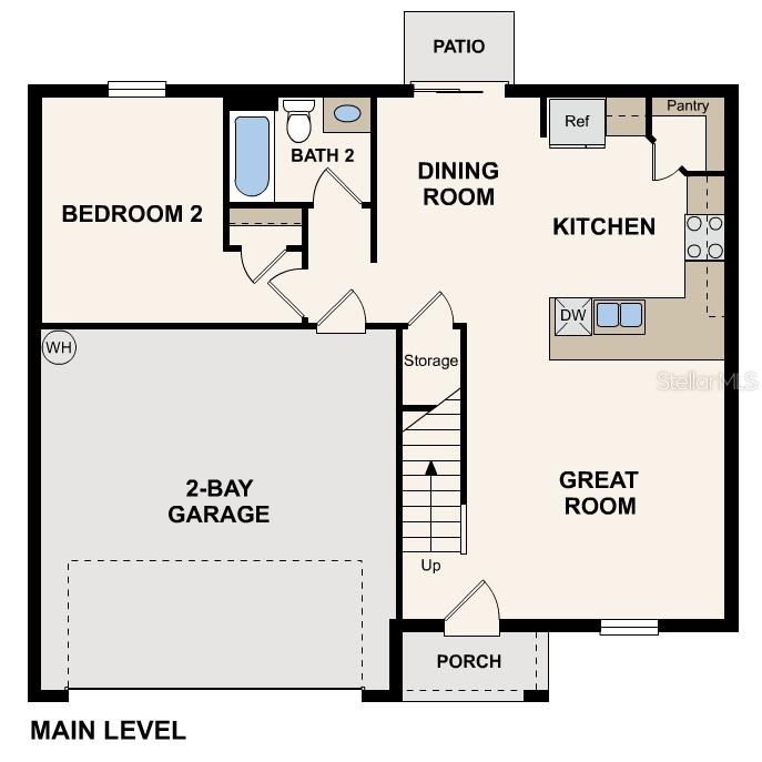 This floor plan shows the main level of a home with a garage and patio — 12860 SE 53RD COURT, BELLEVIEW, FL