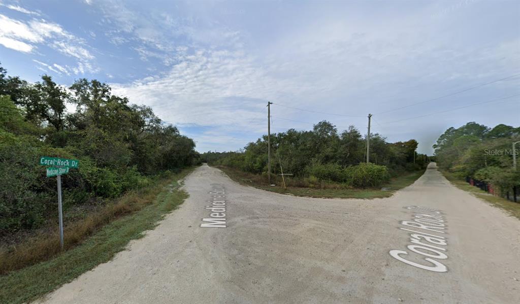 This is a dirt road intersection with street signs and surrounding wooded areas — 20122 MEDICINE STONE #10 DRIVE, WEBSTER, FL