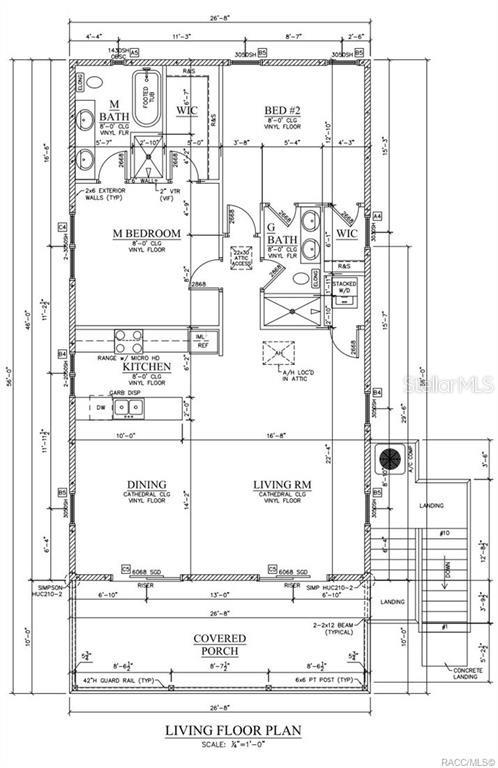 This is a floor plan for a two-bedroom home featuring a kitchen, living area, and porch — 4864 S AMSTEL DRIVE, HOMOSASSA, FL