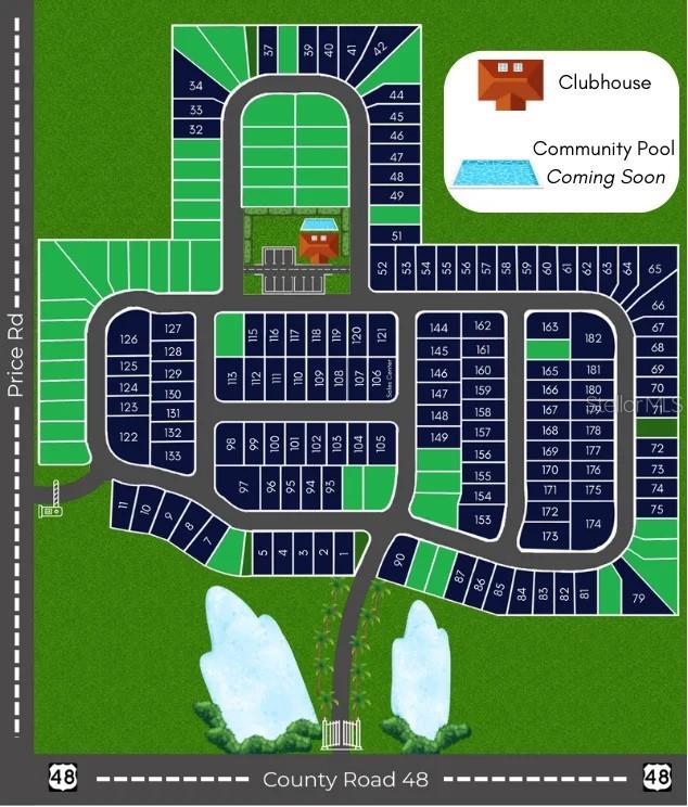 This is a site map showing the layout of a residential community with numbered lots — 6209 SANDERS GROVE CIRCLE, OKAHUMPKA, FL