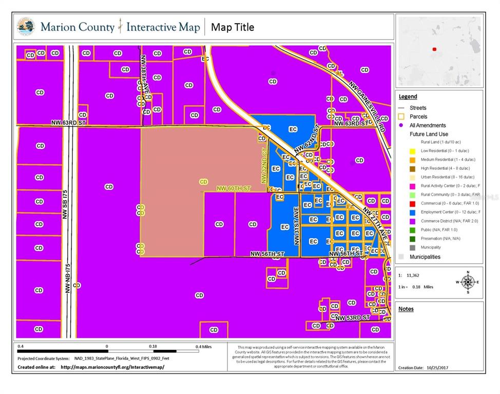 This is a land use map of a section of Marion County, Florida — 3570 NW 63RD STREET, OCALA, FL