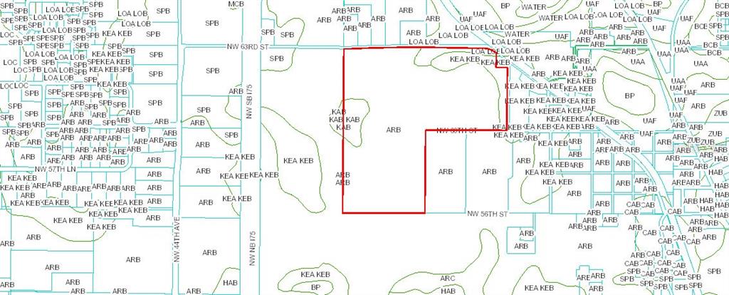 This is a soil survey map showing land parcels with various soil type labels — 3570 NW 63RD STREET, OCALA, FL