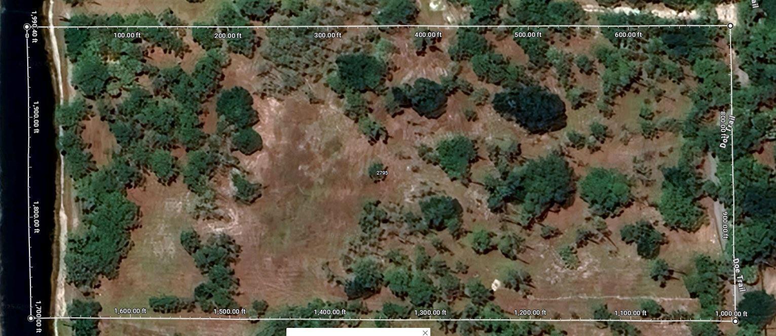 This aerial map view shows a wooded, undeveloped rectangular plot of land — 2795 Doe Trail, Loxahatchee FL 33470, LOXAHATCHEE, FL