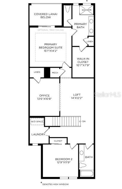 This is a floor plan for the upper level of a residential home — 1602 SANDHILL COURT, PALM HARBOR, FL